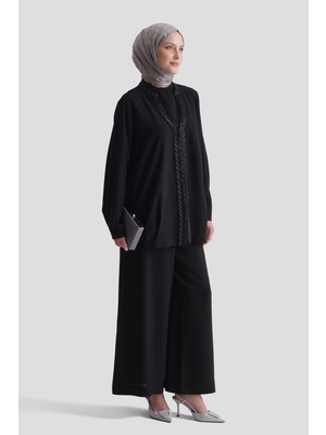 Armine Taş Işlemeli Şık Takım Siyah