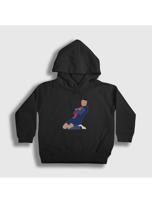 Presmono Unisex Çocuk Siyah Kylian Mbappe Goal Futbol Kapüşonlu Sweatshirt