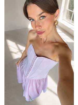 Sue Store Pembe Korse Bağlamalı Büstiyer
