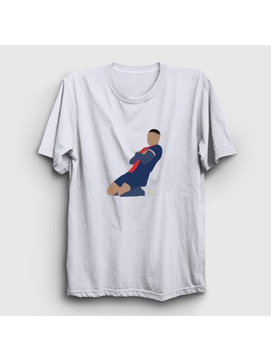 Presmono Unisex Beyaz Kylian Mbappe Goal Futbol T-Shirt
