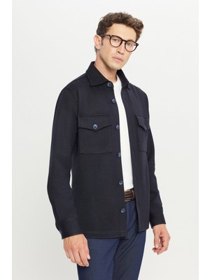 Altınyıldız Classics Yünlü Comfort Fit Gömlek Yaka Kapaklı Torba Cepli Ceket Gömlek