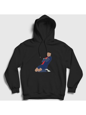 Presmono Unisex Siyah Kylian Mbappe Goal Futbol Kapüşonlu Sweatshirt