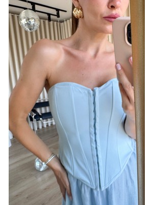 Sue Store Bebe Mavisi Korse Bağlamalı Büstiyer
