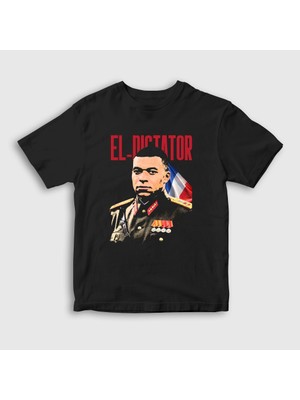 Presmono Unisex Çocuk Siyah El Dictator Kylian Mbappe Futbol T-Shirt