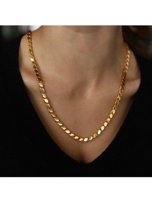 Nkie Jewels Altın Renk Arpa Zincir Çelik Kolye 60 cm - 3133