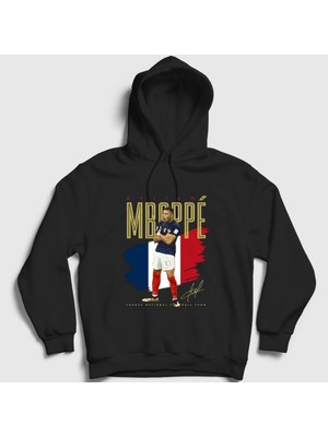 Presmono Unisex Siyah France Kylian Mbappe Futbol Soccer Kapüşonlu Sweatshirt