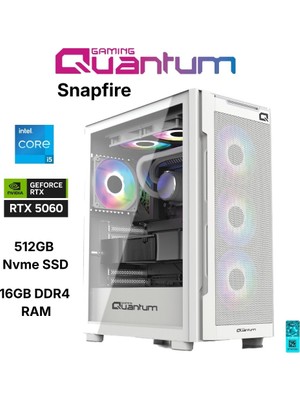 Quantum Gaming Snapfire White Intel I5-14400F 16GB Ddr4 512GB Nvme SSD Rtx 5060 8gb Gaming Desktop