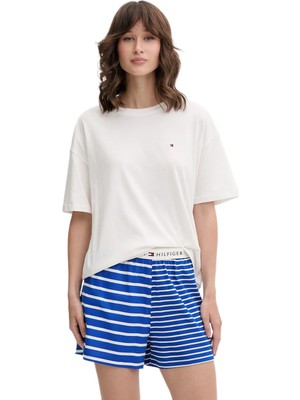 Tommy Hilfiger Kadın Bej Desenli Şortlu Pijama Takımı UW0UW05760