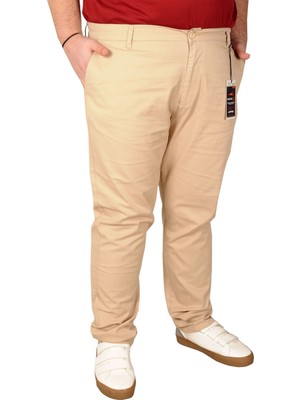 ModeXL Büyük Beden Erkek Pantolon Keten 20850 Bej