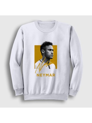 Presmono Unisex Beyaz Signature Neymar Futbol Soccer Sweatshirt