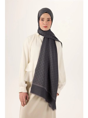 Silk Home Pamuk Polyester Liva Şal Gri Desenli Dokulu Nefes Alan 90X200