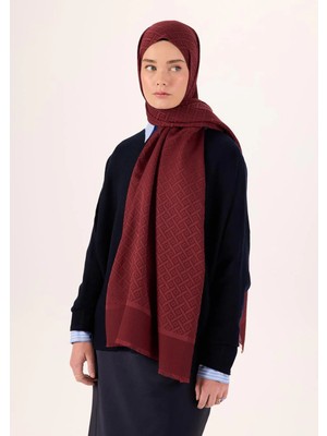 Silk Home Pamuk Polyester Liva Şal Bordo Desenli Tok Duruşlu 90X200