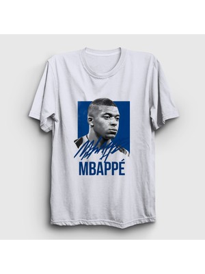 Presmono Unisex Beyaz Signature Kylian Mbappe Futbol T-Shirt