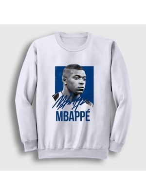 Presmono Unisex Beyaz Signature Kylian Mbappe Futbol Sweatshirt