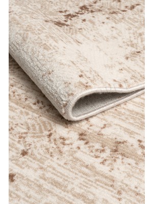 Ecosia %100 Akrilik Krem-Vizon Düz Yumuşak Modern Halı Salon Mutfak Antre Yolluk Oturma Odası Halı LI769