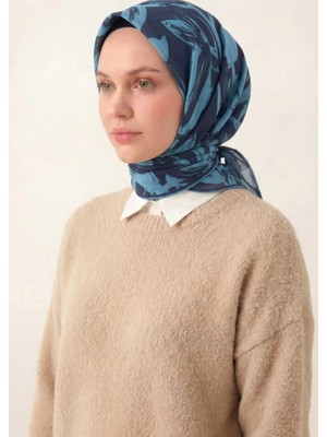 Silk Home Pamuk Karışımlı Eşarp Modern Flora Desen Soft Dokulu Kaymaz 90X90