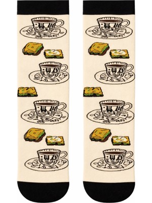 Carnaval Socks Türk Kahve ve Lokum Desenli Unisex Soket Çorap