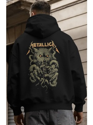 Sevbano Metallica Rock Metal Müzik Grubu Sırt Baskılı Unisex Oversize Premium Hoodie