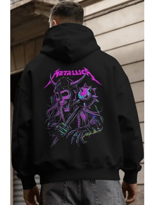 Sevbano Metallica Rock Metal Müzik Grubu Sırt Baskılı Unisex Oversize Premium Hoodie