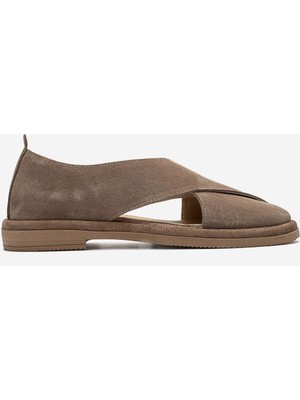 Dericlub Kadın Çapraz Bantlı Casual Sandalet Gerçek Deri Rc 40218 Süet Bej