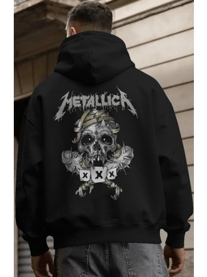 Sevbano Metallica Rock Metal Müzik Grubu Sırt Baskılı Unisex Oversize Premium Hoodie