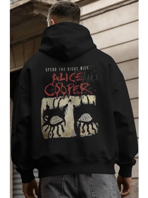 Sevbano Alice Cooper Rock Metal Şarkıcı Sırt Baskılı Unisex Oversize Premium Hoodie