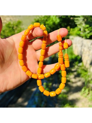 Tesbih Pasajı Usta Işçilikli Patinli Hareli Sıkma Ateş Kehribar Tesbih