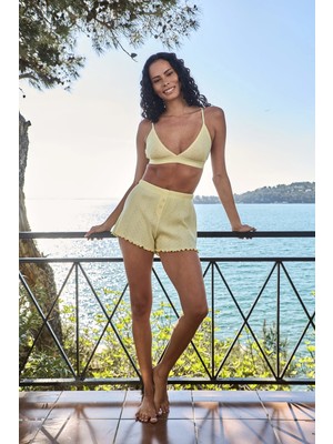 Lovely Things Kımberly Pointelle Şort Pijama Altı - Açık Sarı