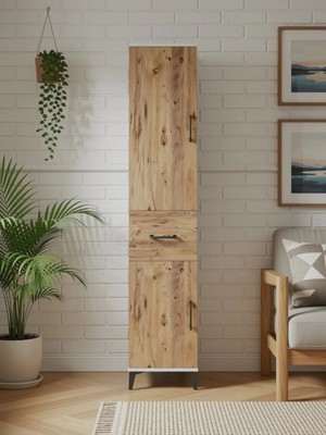 Dienni Arges Çok Amaçlı Dolap Mutfak Banyo Dolabı 4 Raflı Tek Çekmeceli 2 Kapaklı 44X30X221 Aytaşı-Çam