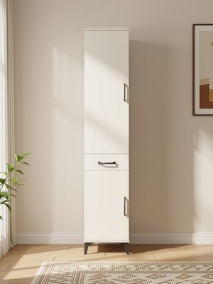 Dienni Arges Çok Amaçlı Dolap Mutfak Banyo Dolabı 4 Raflı Tek Çekmeceli 2 Kapaklı 44X30X221 Aytaşı-Aytaşı