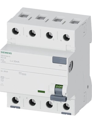 Siemens  5Sv4344-0  40A  30Ma   400V (3 Faz + Nötr) Kaçak Akım Koruma Rölesi