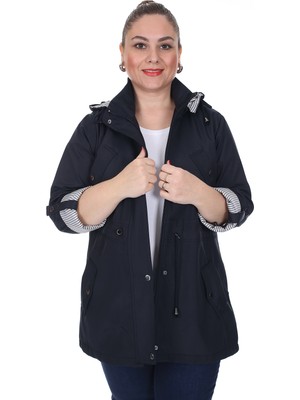 Brendon Kadın Büyük Beden Mevsimlik Trençkot 595 Lacivert/navy 21S32000595