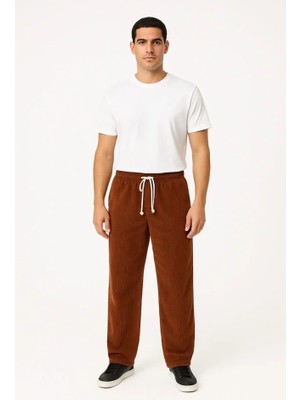 Aymood Erkek Fitilli Kadife Cepli Buggy Pantolon Oversize Rahat Kalıp - Kahverengi