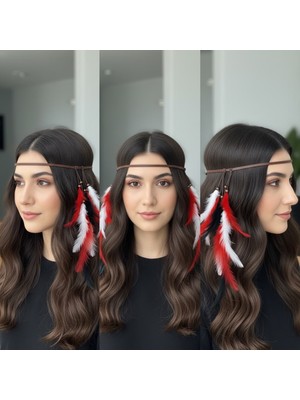 Sedosh Home Vision Tüylü Bohem Saç Bandı Çok Renkli  Kadın Saç Aksesuarı 45 cm