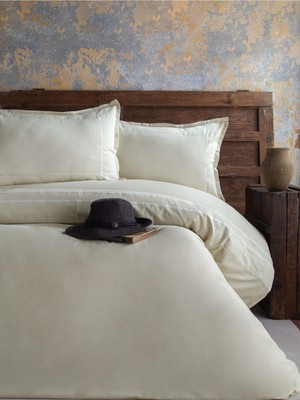 Bedline Elegance Runa Pamuk Saten Nevresim Takımı Bej Çift Kişilik