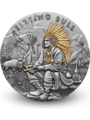 T&S Agakulche Kızılderili Oturan Boğa Gümüş Sikke Coin