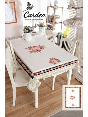 Cardea Home Collection Gül Desenli Özel Üretim Dijital Baskı Masa Örtüsü