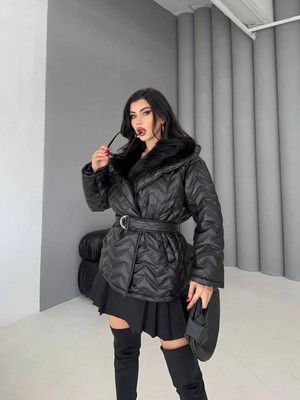 Zf Butik Kemerli Içi Kürklü Şişme Mont