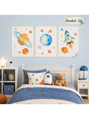 Akıllı Kağıt Statik Tutunma Özellikli Tablo - Poster Çocuk Odası (Model- 39