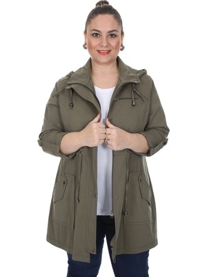 Brendon Kadın Büyük Beden Pamuklu Mevsimlik Trençkot 3019 Haki/khaki 21S32003019