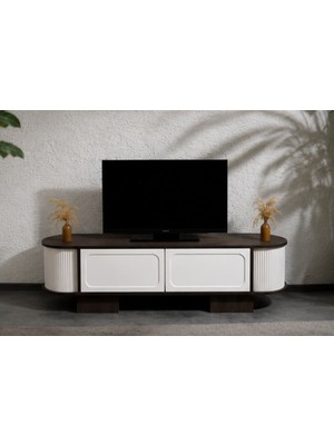 Berrasse Mobilya Arya Isli Meşe Modern Tv Ünitesi 180 cm 2 Kapaklı Ahşap Tv Sehpası