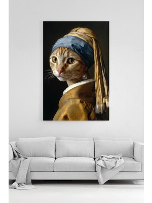 HonataDizayn Klasik Sanat Kedi Portresi Modern Dekoratif Salon Duvar Kanvas Tablo