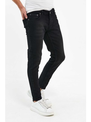 Enerjin Erkek Pantolon Skinny Fit Likralı Düz Siyah