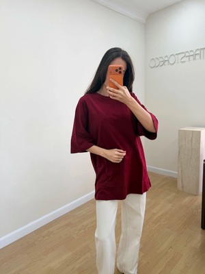Staff Storeco Oversize Tişört Bordo