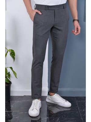Bürke Erkek Okul Grisi Italyan Kesim Slimfit Kumaş Pantolon