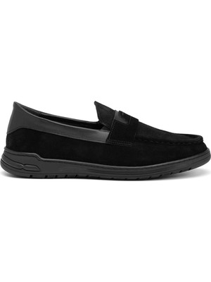 Tergan Siyah Hakiki Süet Deri Erkek Loafer - E26I1AY57631-A01