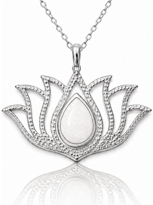 Hanno Telkari Gümüş Beyaz Opal Taşlı Lotus Kadın Kolye