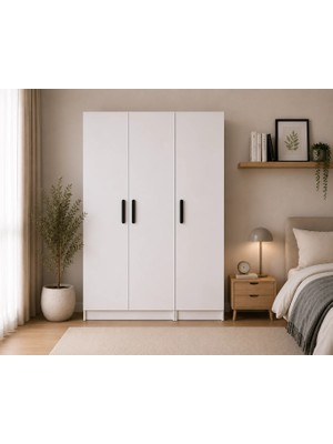 Gani Home Selen 3 Kapaklı Gardırop M-1  | Modern Elbise Dolabı