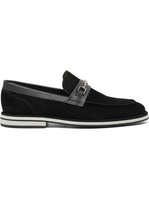 Tergan Siyah Hakiki Süet Deri Erkek Loafer - E26I1AY57682-A01
