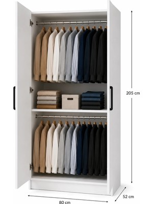 Gani Home Selen 2 Kapaklı Gardırop M-1  | Modern Elbise Dolabı